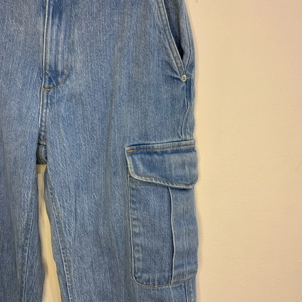 Rag & Bone Size 25 Icy Blue Light Wash High Rise Cargo Jeans Straight Leg